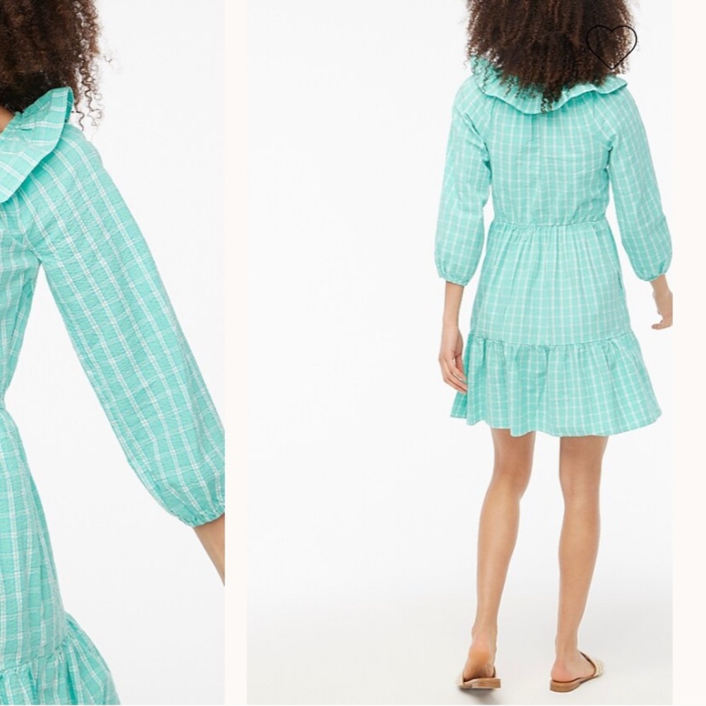 NWT J. Crew Blue and White Plaid Long Sleeve Dress - Picture 13 of 13